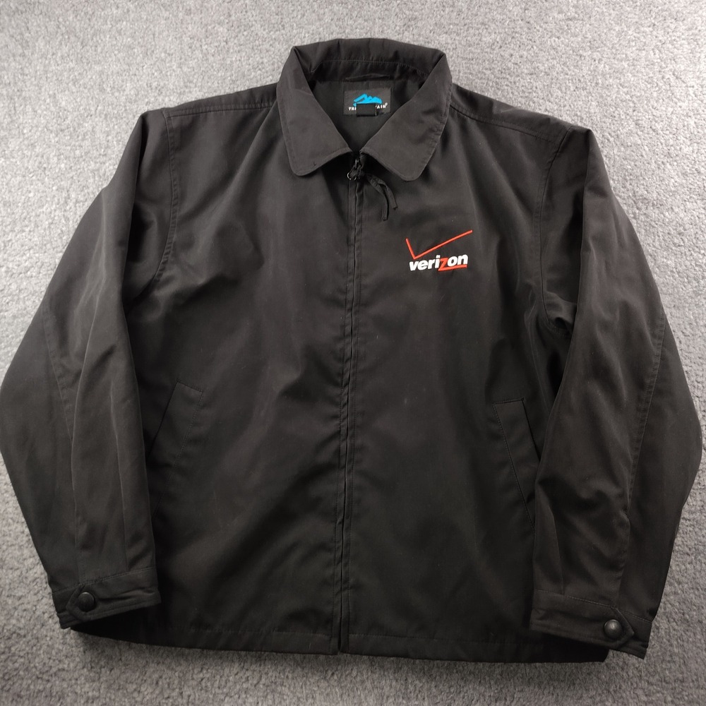 Verizon Jacket Softshell Employee Uniform Tri-Mountain Mens Large Black Zip EUC